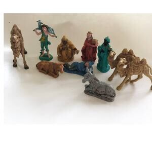 Nativity Figurines Vintage Made in Italy 10 Pieces Camel, boy with lamb